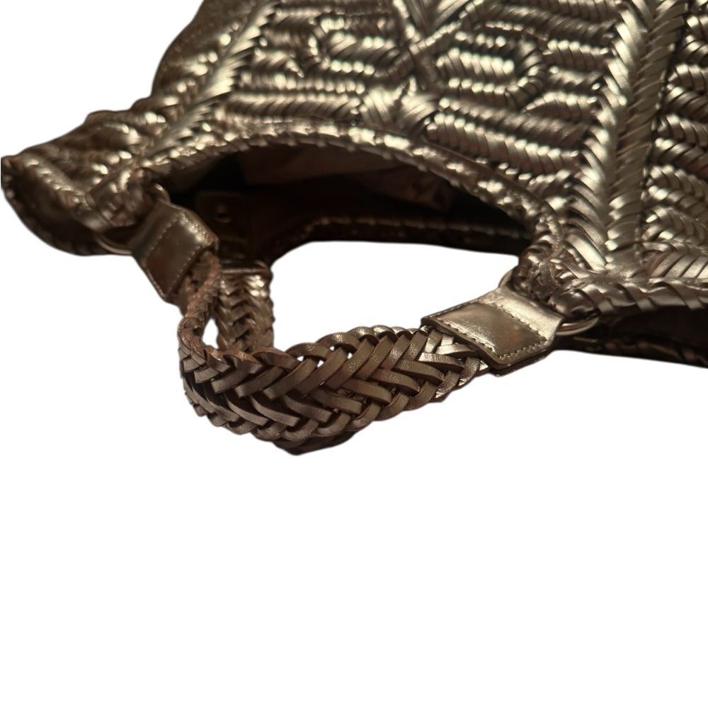 ANYA HINDMARCH Metallic Gold Woven Leather Large Neeson Tote Bag - Picture 13 of 13